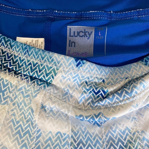 Lucky in Love Pleated Skort - L blue white , polyester spandex, - Picture 3 of 5